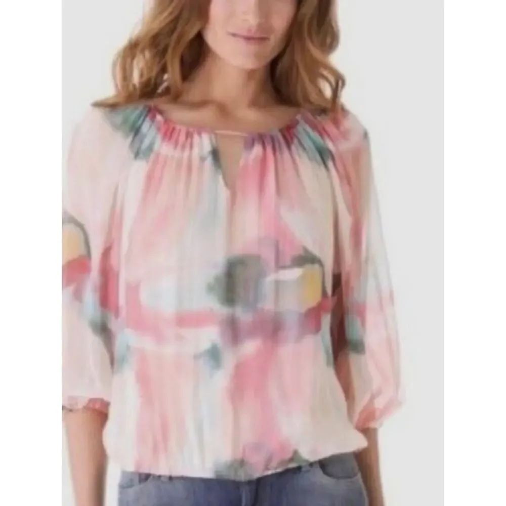 NWT Alice + Olivia Silk Watercolor Blouse Sz. M